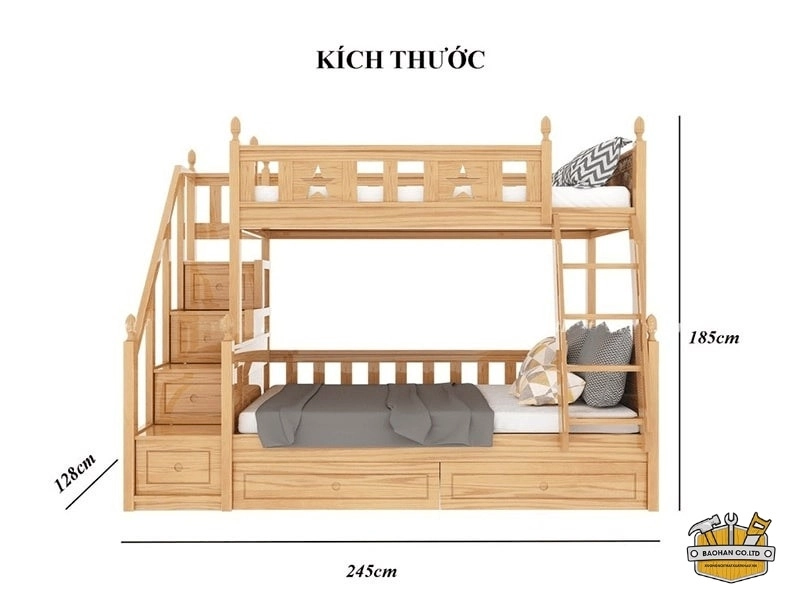 Kích thước giường ngủ tiêu chuẩn - giường tầng