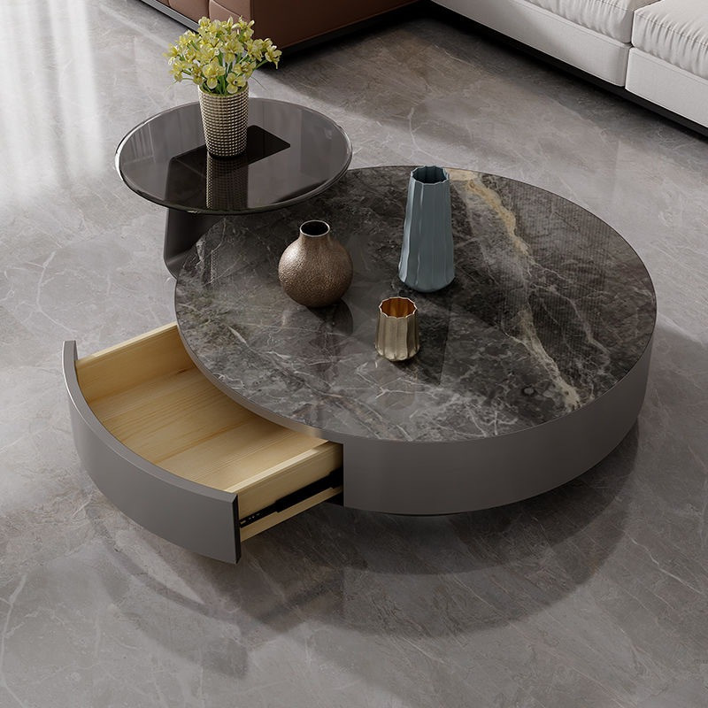 Bộ bàn trà inox tròn đá phiến Pula BT36