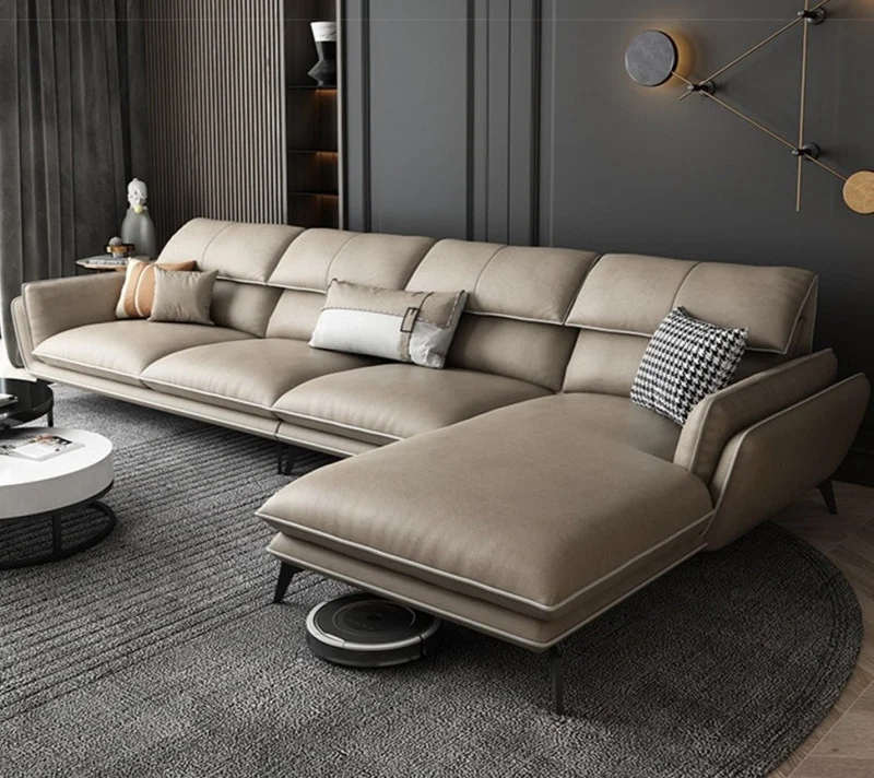 Sofa góc L bọc da bò Italy Pula Lacoste (L44) phiên bản màu be