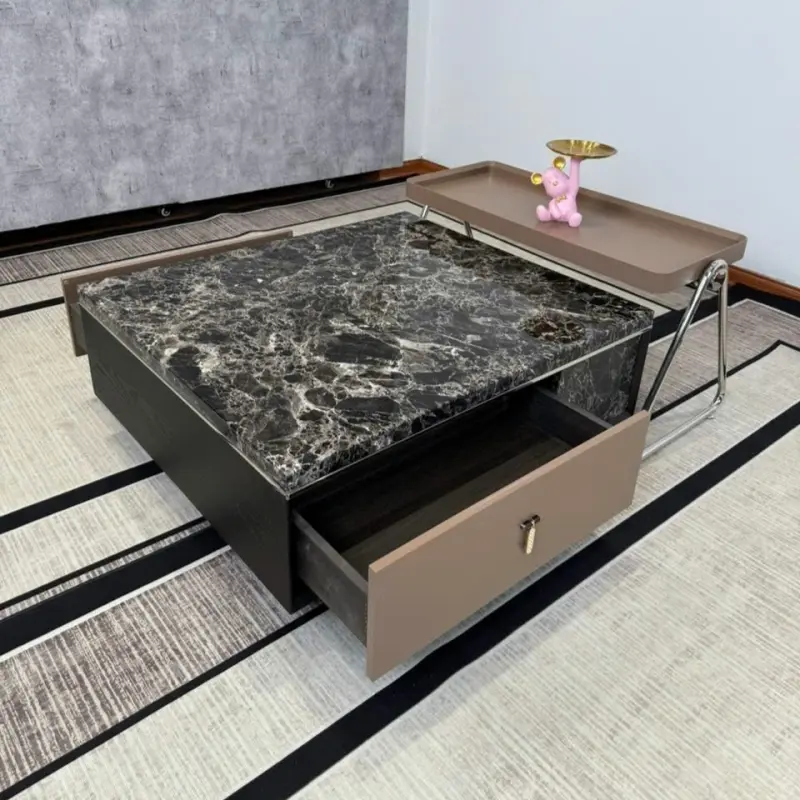Bàn trà đôi nhập khẩu mặt đá Pula BT80