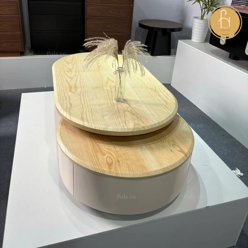 Bàn trà gỗ 2 tầng BT107 màu tự nhiên