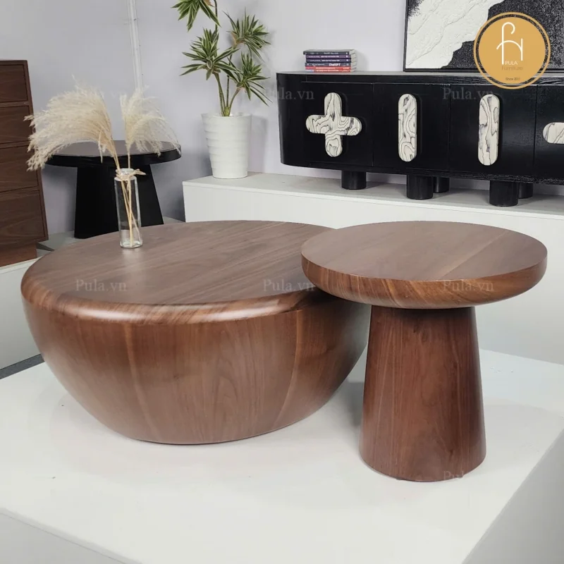 Bộ bàn trà gỗ 2 món phong cách Bắc Âu BT104