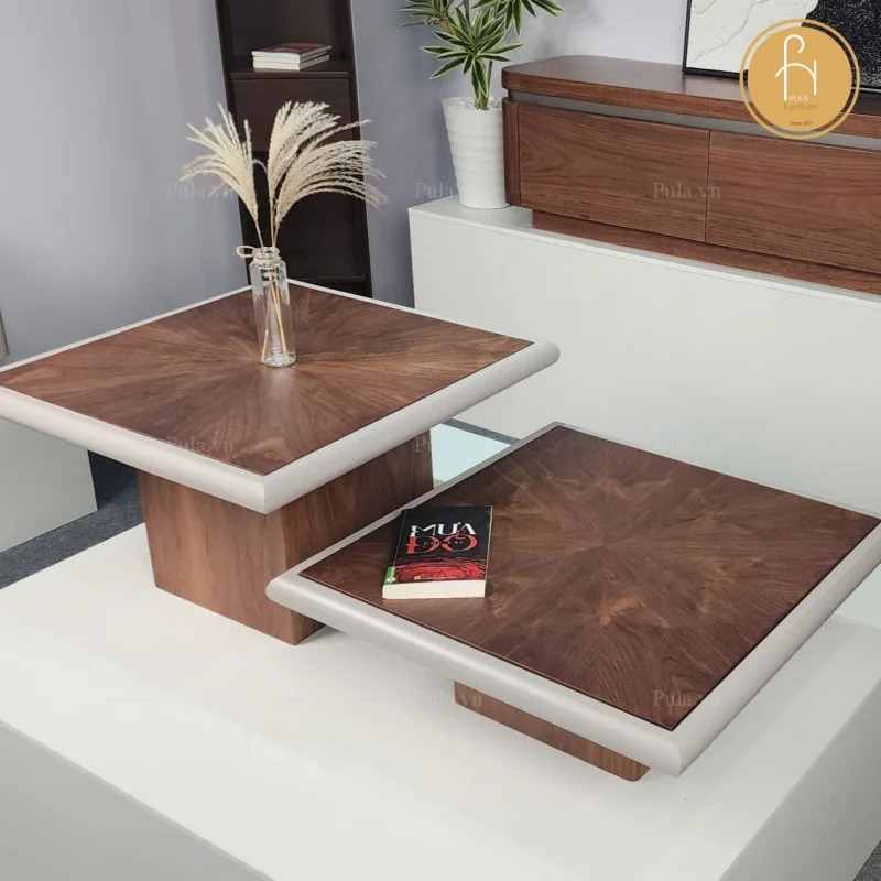 Bộ bàn trà gỗ vuông có viền BT111