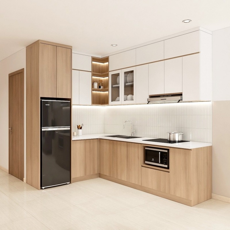 Tủ bếp Laminate chữ L PKC41