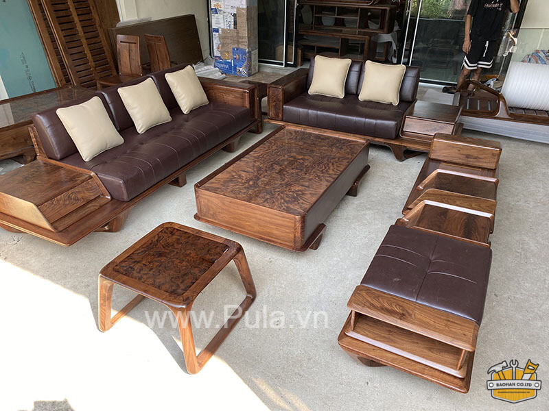 Bộ sofa gỗ Óc chó cao cấp Pula 2 bo sofa go oc cho pula 13